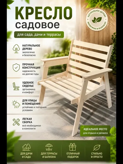 Кресло садовое деревянное